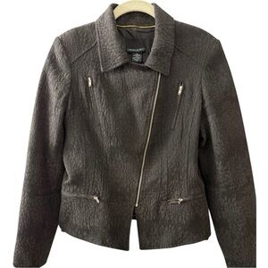 Cynthia Rowley Black Cotton Blend Moto Jacket Size Medium Urban Chic